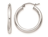 Small Hoop Earrings in Sterling Silver 1.00 Inch (3.0mm thick)
